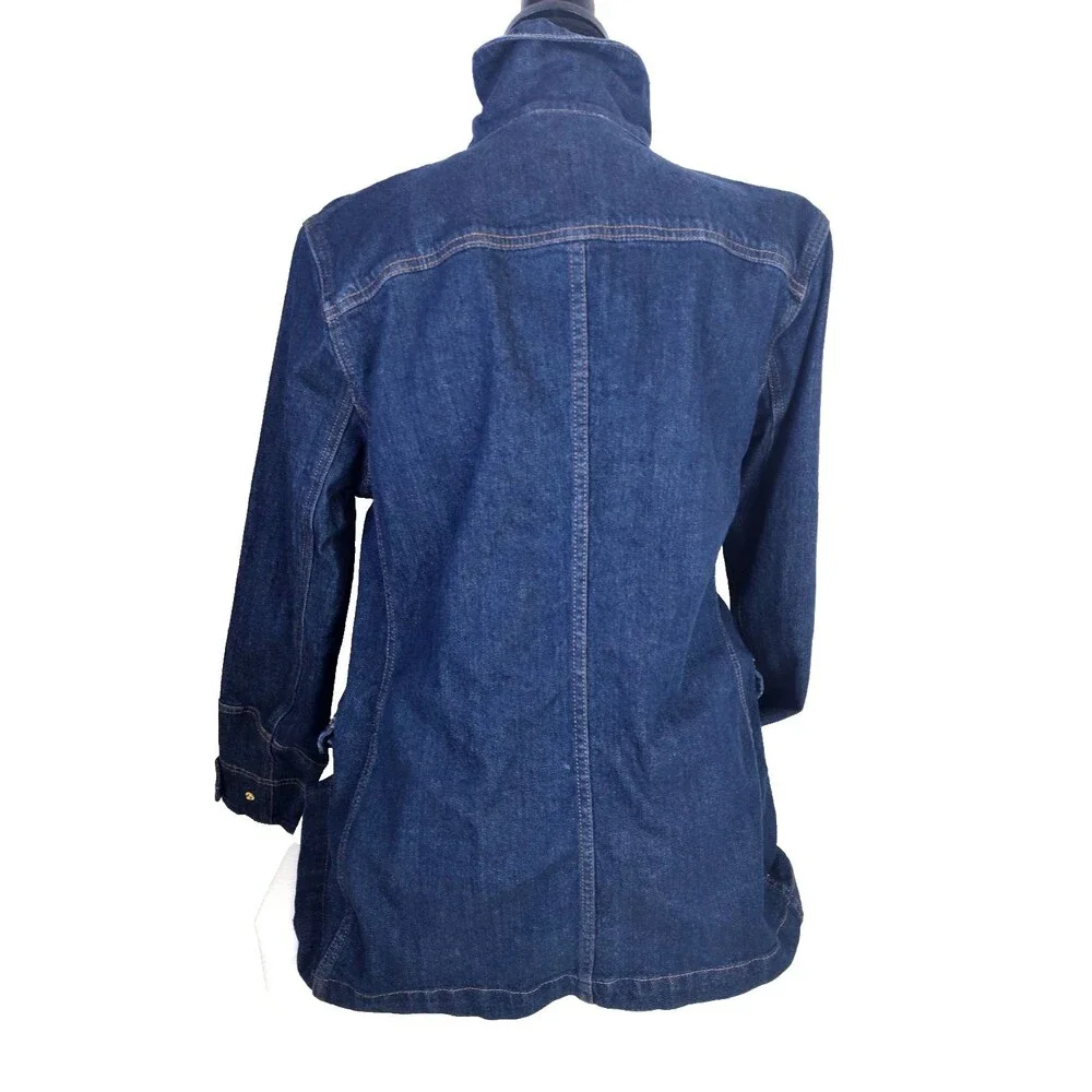 Chaps Ralph Lauren Dark Jean Denim Jacket Women's L with Lobster Claw Closures